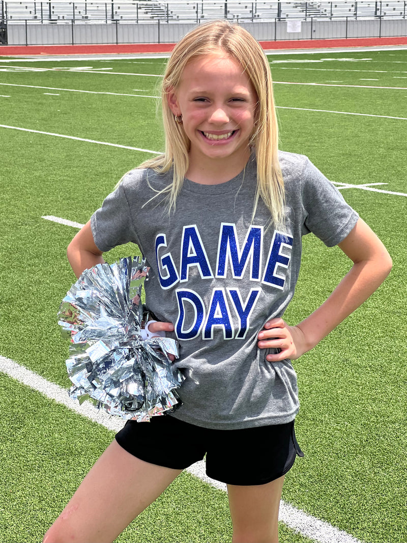 Royal Blue Game Day Glitter Tee (youth & adult)