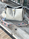 Uptown Buckle Flap Shoulder Bag with Aztec Pattern Strap