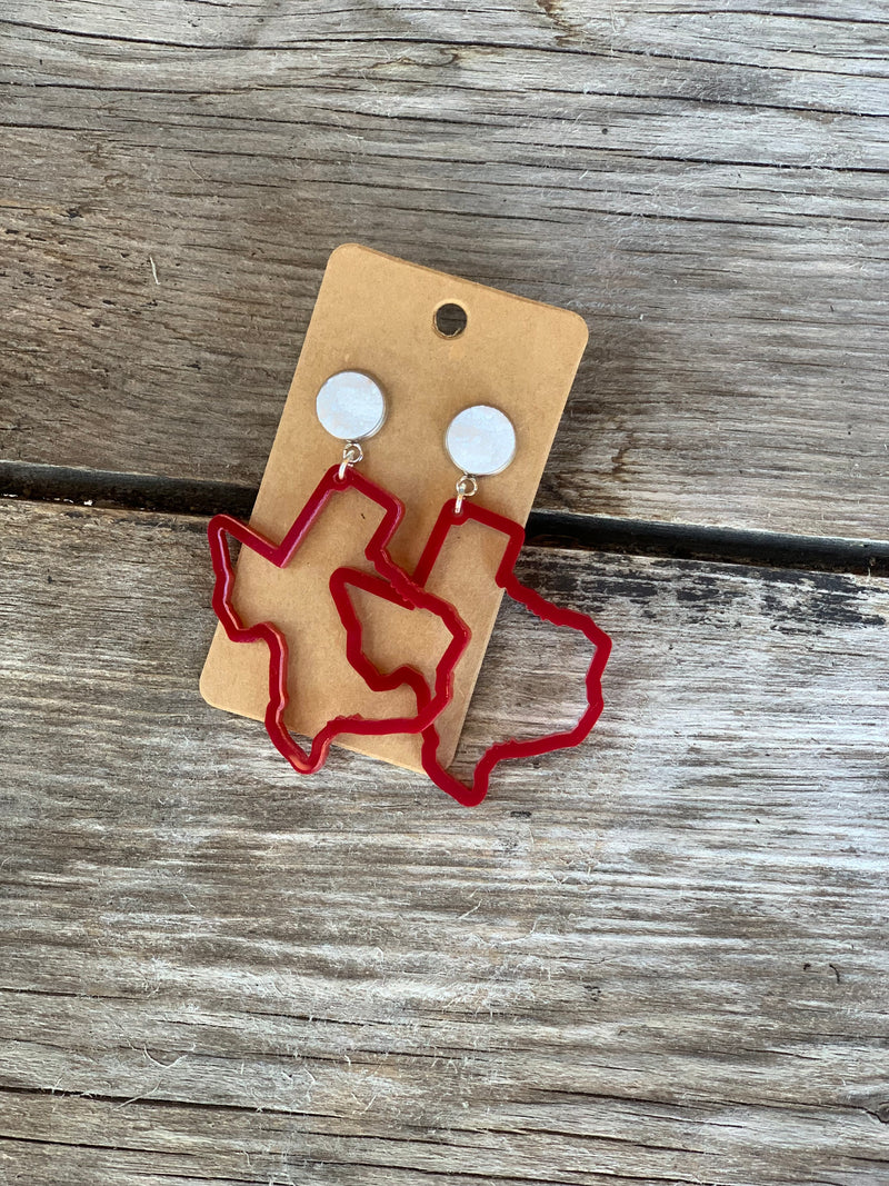 Maroon Texas w/White Druzy Earrings