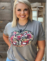 Callie’s Grey Floral Pumpkin Tee