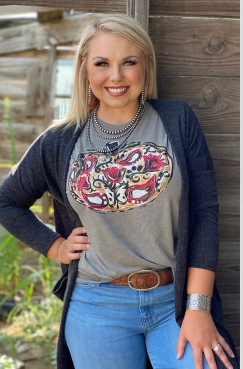 Callie’s Grey Floral Pumpkin Tee