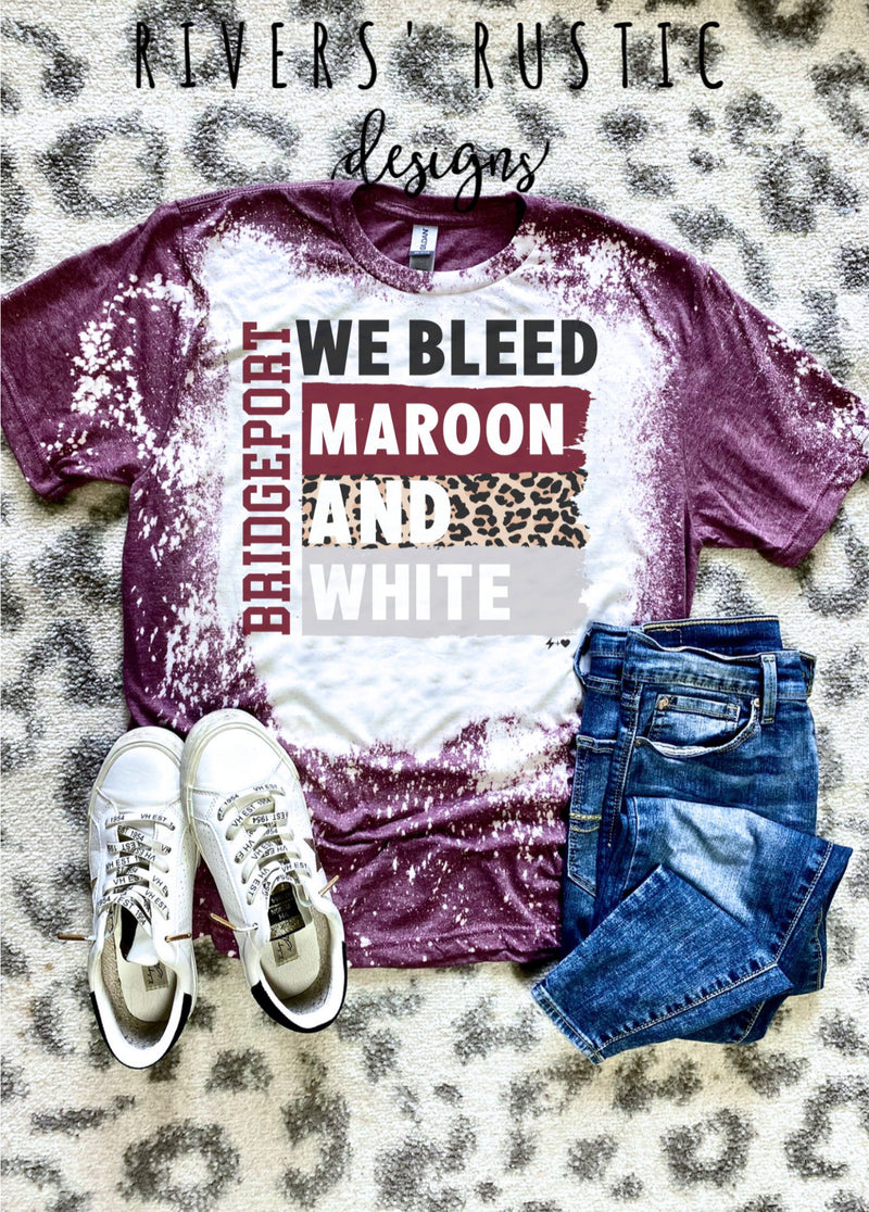 Bridgeport We Bleed Maroon & White Tee