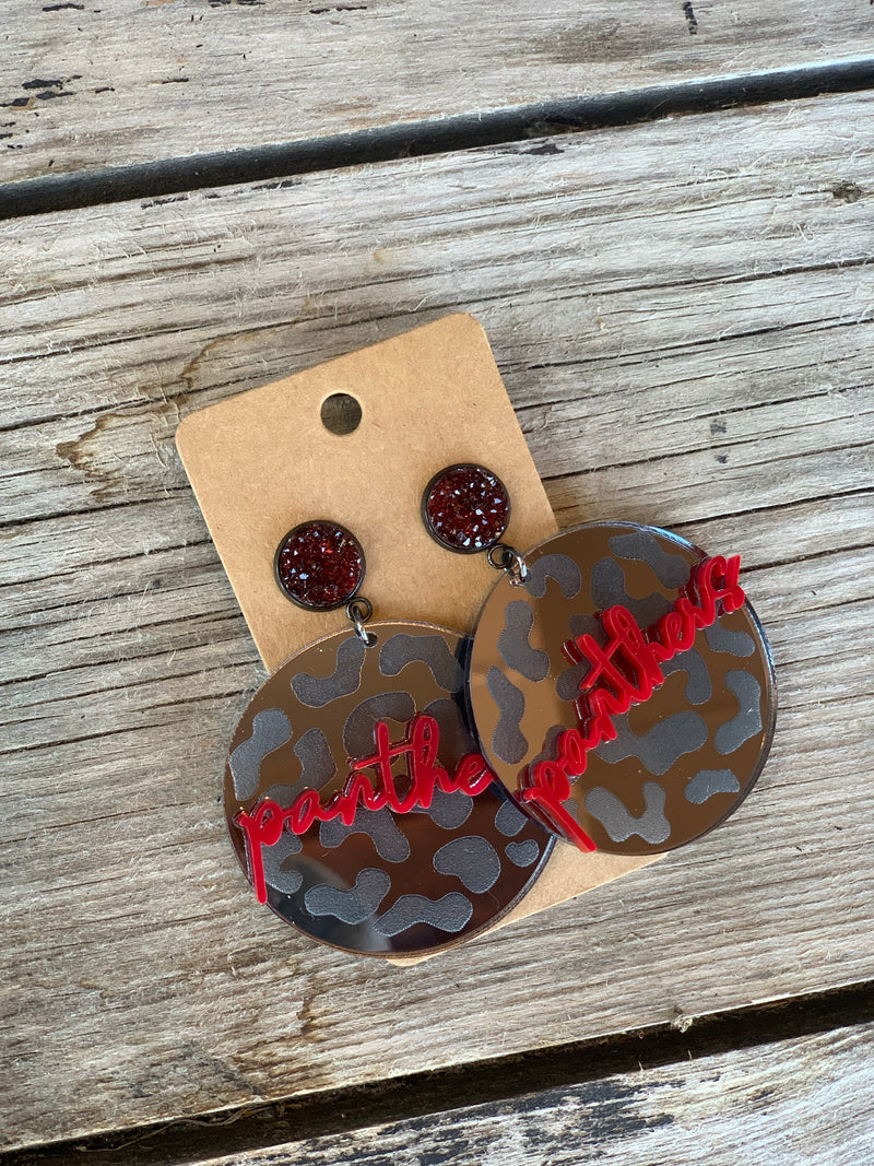 Panthers Etched Leopard Earrings