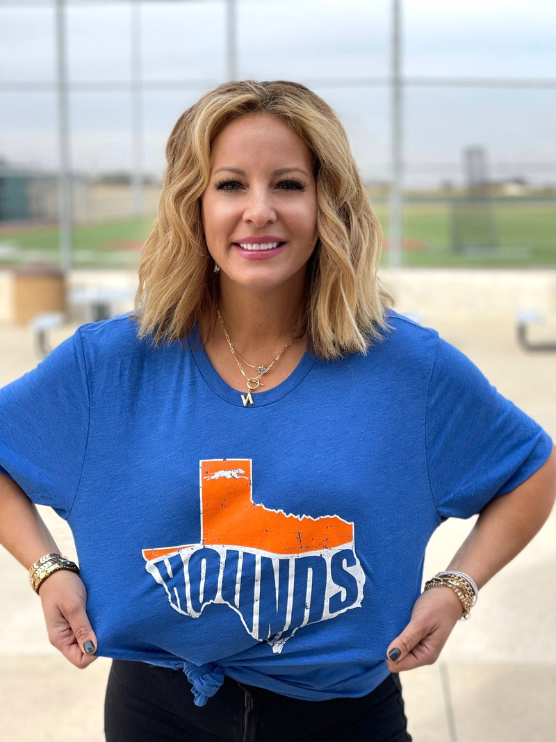 Hounds Texas Mascot Tee (Blue Tee)