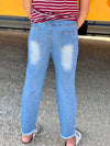 Youth Distressed Light Wash Frey Bottom Crops