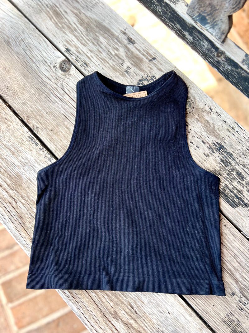 Black Racerback Crop Tank