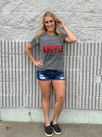 Basketball Repeat with Black Ink Tee -Red Glitter Argyle