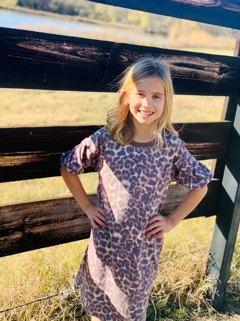 Tween Leopard Print Knit Dress