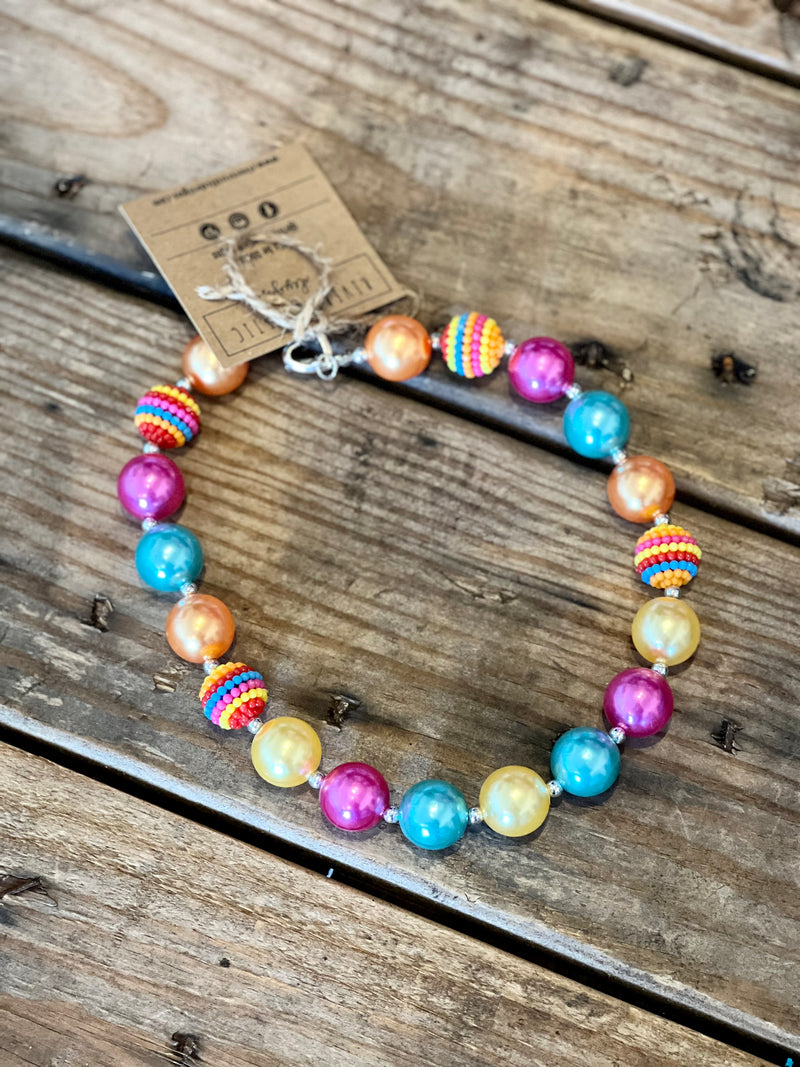 Youth Pastel Rainbow Bubble Bead Necklace