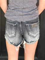 Risen Black High Rise Ripped Hem Shorts