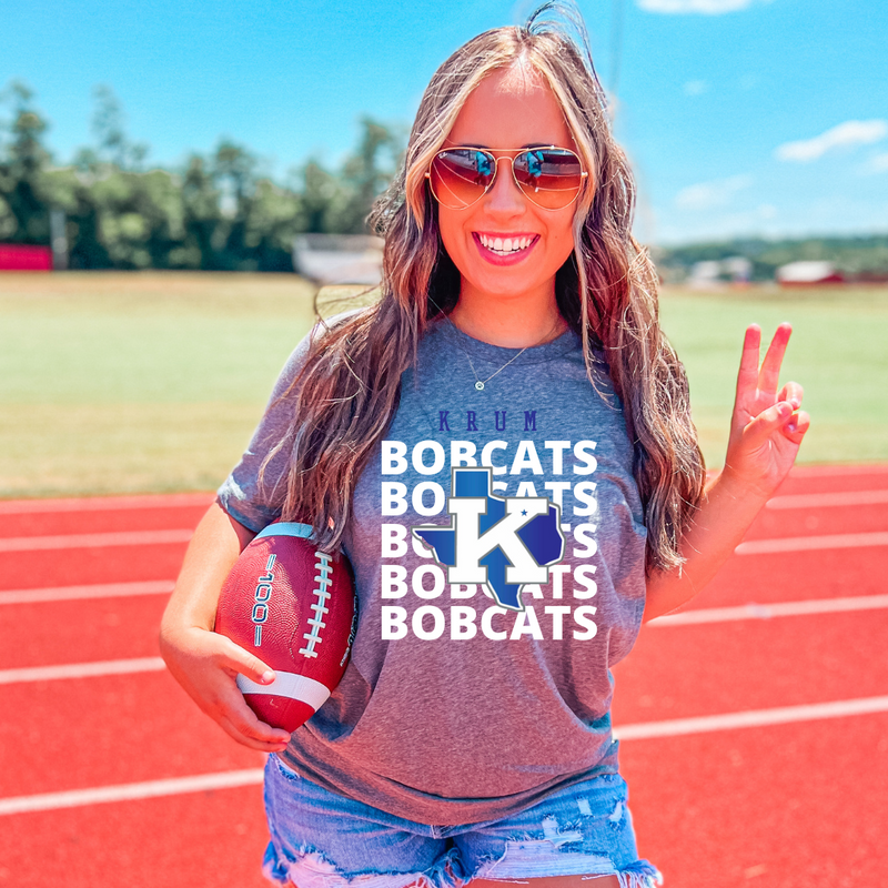 K Bobcats Stacked Tee