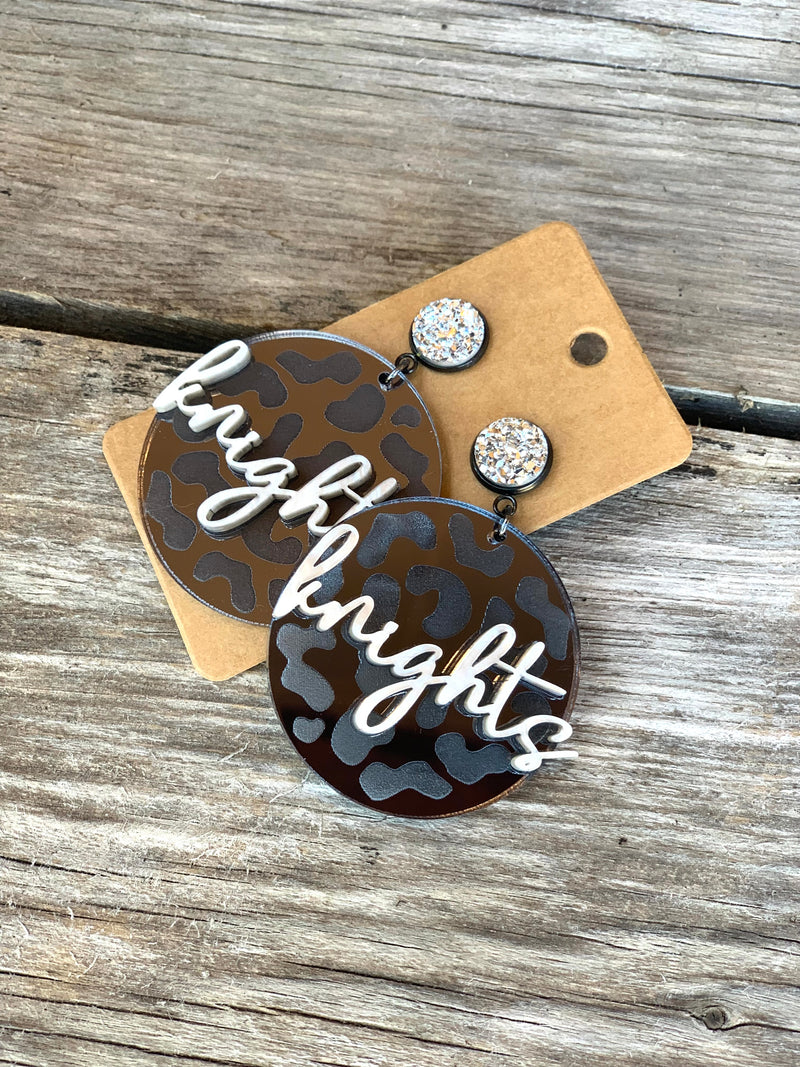 Knights Etched Leopard Earrings