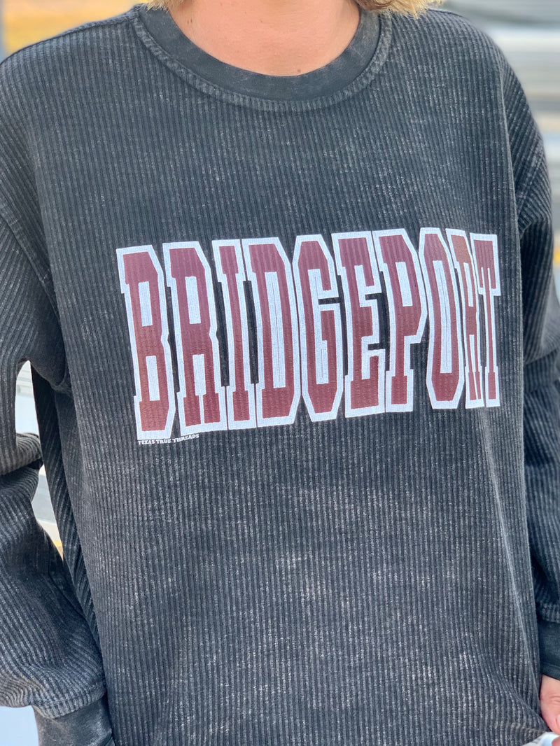 Black Corded Bridgeport Sweatshirt (Maroon & White)