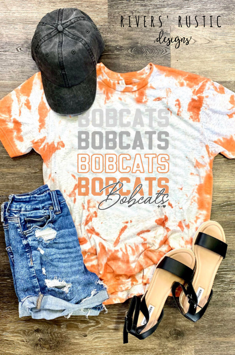 Orange Bobcats Repeat Tie Dye Tee