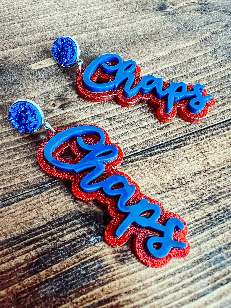 Chaps Layered Acrylic Mascot Earings