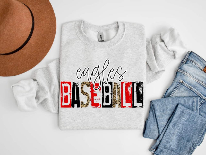 Eagles Baseball Leopard Block Font Sweatshirt