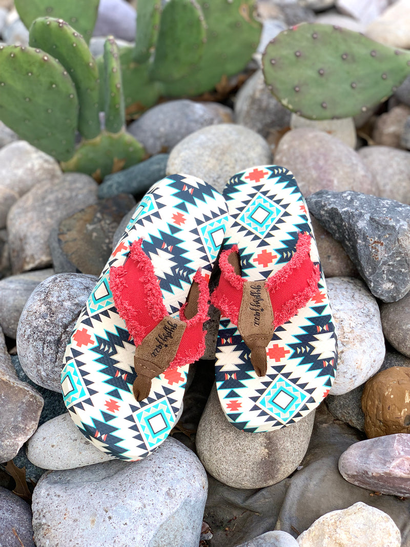 Very G Red Tallulah Tribal Flip Flops