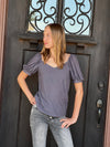 Charcoal Puff Short Sleeve Top