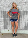 Basketball Repeat with Black Ink Tee -Red Glitter Argyle