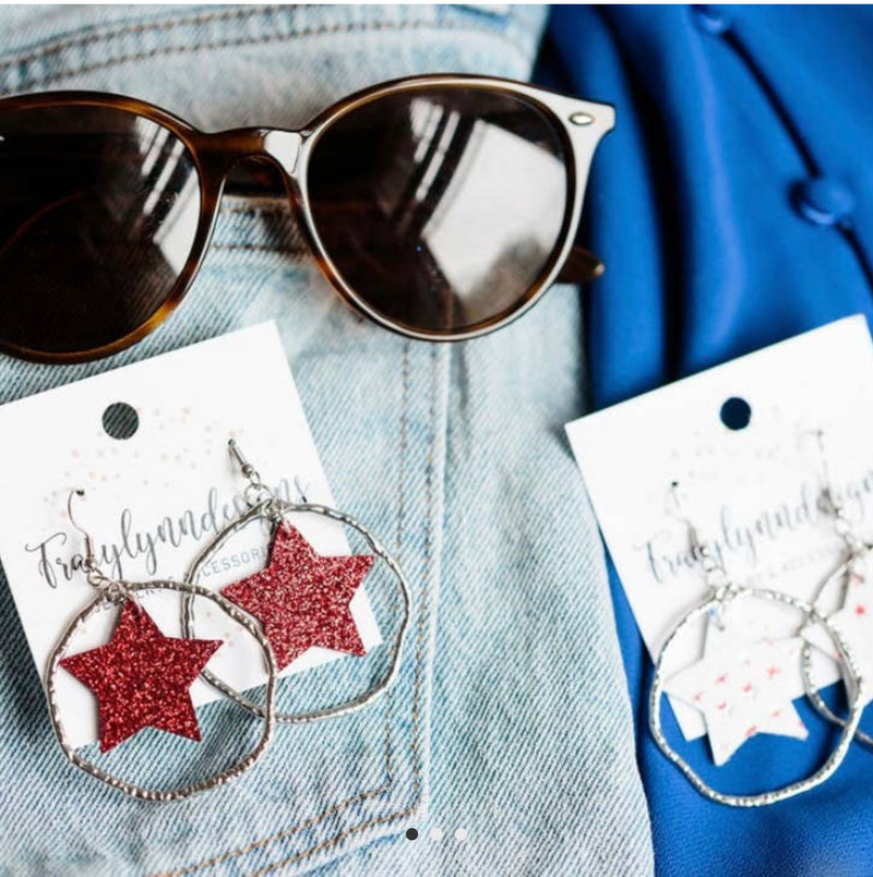 Silver Metal Star Earrings