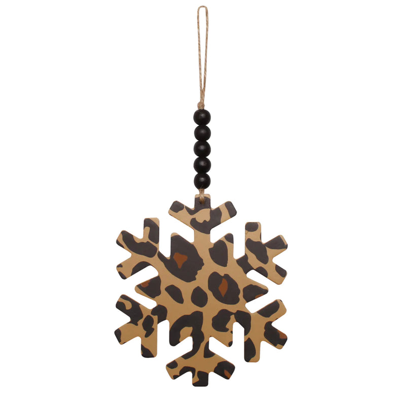 Snowflake Cheetah Tin Beaded Ornament