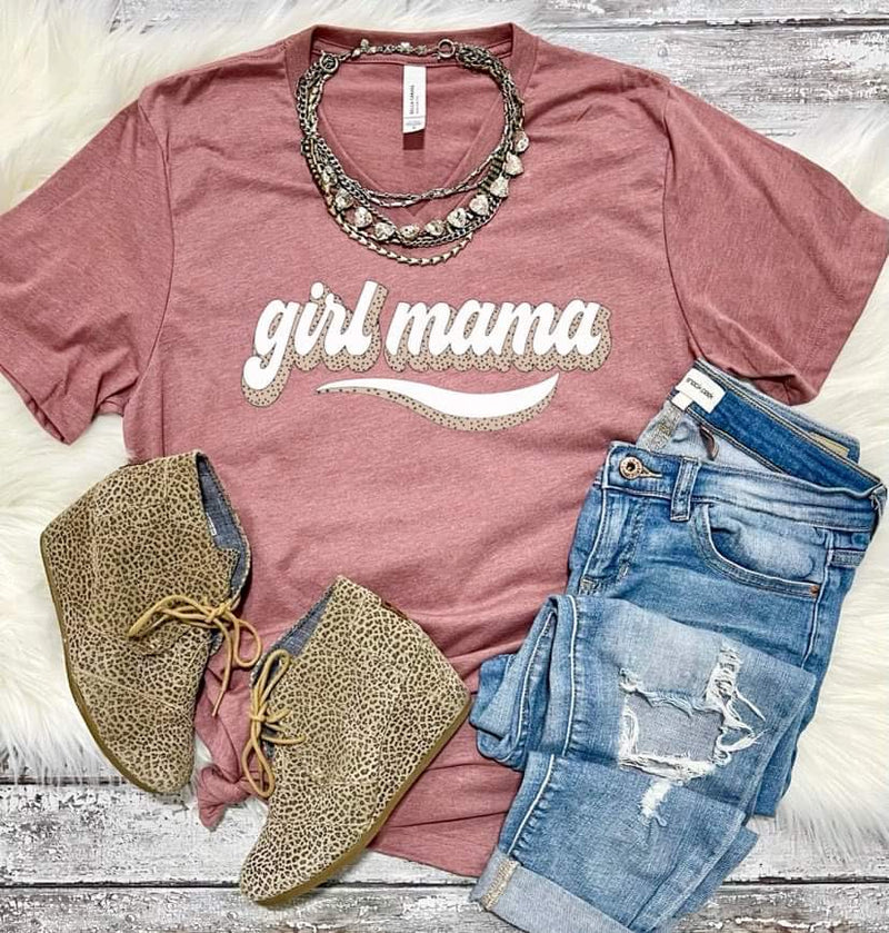 Girl Mama Leopard Shadow Crew Tee