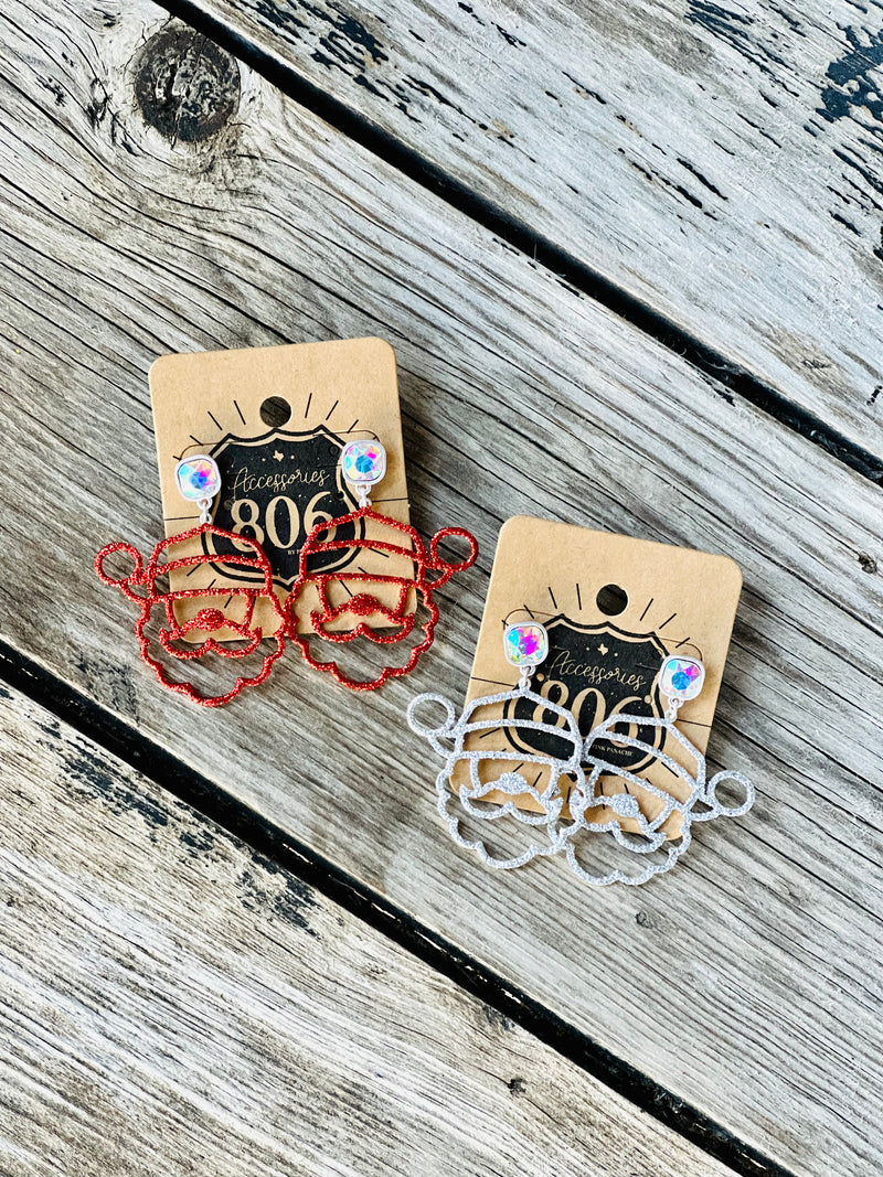 Glitter Santa Earrings