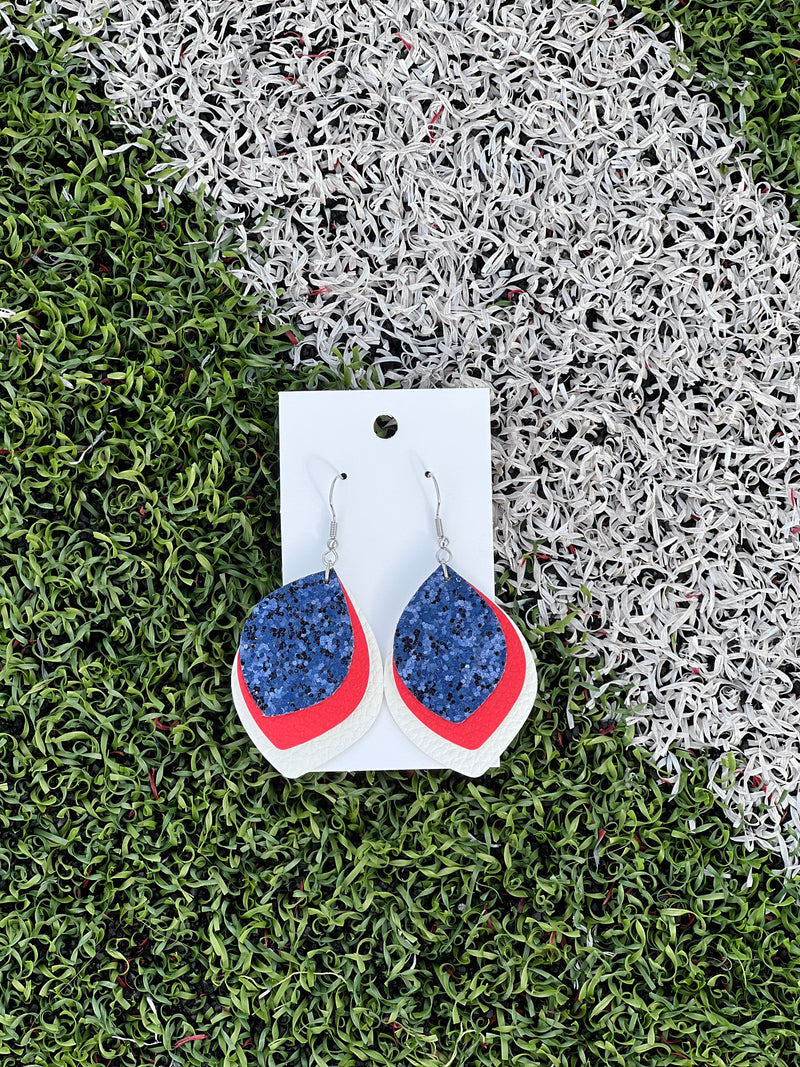 Navy/Red Glitter Layer Earrings